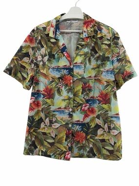 Cathy Daniels Women's Tropical Floral Hawaiian Vacation Button Up Shirt Size 1X